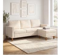 IDMarket - Canapé d'angle réversible 3 Places Marius Tissu Chenille Beige
