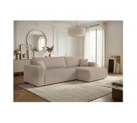 Canapé d'angle réversible conv 5p ALYA en velours cotelé épais Taupe