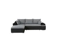 Canapé d'angle réversible convertible 3 places + Coffre - Simili noir et tissu gris - L 274 x P 184 cm - CELINA - Fabriqué en Ukraine