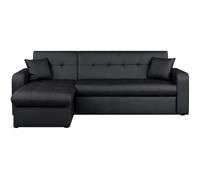Canapé d'angle réversible convertible 3 places - Simili noir - Contemporain - L 235 x P 85 - 153 cm - ROMAN