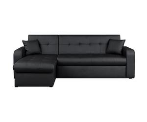 Canapé d'angle réversible convertible 3 places - Simili noir - Contemporain - L 235 x P 85 - 153 cm - ROMAN
