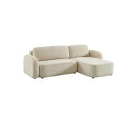 Canapé d'angle réversible convertible 3 places tissu avec coffre blanc cassé - Nouma