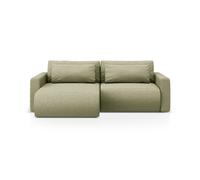 Canapé d'angle réversible convertible avec coffre de rangement "Belfast" 3 places en tissu structurel asperge