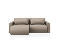 Canapé d'angle réversible convertible avec coffre de rangement "Belfast" 3 places en tissu structurel beige foncé