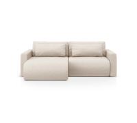 Canapé d'angle réversible convertible avec coffre de rangement "Belfast" 3 places en tissu structurel beige