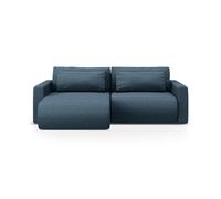 Canapé d'angle réversible convertible avec coffre de rangement "Belfast" 3 places en tissu structurel bleu