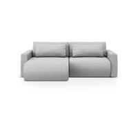 Canapé d'angle réversible convertible avec coffre de rangement "Belfast" 3 places en tissu structurel gris clair