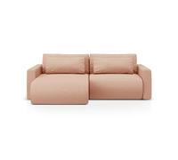 Canapé d'angle réversible convertible avec coffre de rangement "Belfast" 3 places en tissu structurel pêche