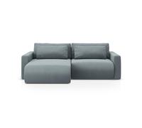 Canapé d'angle réversible convertible avec coffre de rangement "Belfast" 3 places en velours bleu gris