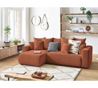 Canapé d'angle réversible convertible coffre ENVY velours côtelé orange BOBOCHIC 4 places Orange
