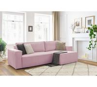 Canapé d'angle réversible convertible coffre NIHAD velours côtelé violet BOBOCHIC 3 places Violet