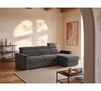 Canapé d'angle réversible convertible express en tissu chenille gris anthracite - Couchage 140 cm - Matelas 14 cm VIZIR