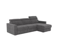 Canapé d'angle réversible convertible express en tissu chenille gris anthracite - Couchage 140 cm - Matelas 14 cm VIZIR