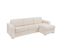 Canapé d'angle réversible convertible express en tissu texturé beige - Couchage lattes larges 140 cm - Matelas 18 cm - CALITO