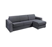 Canapé d'angle réversible convertible express en tissu texturé gris anthracite - Couchage lattes larges 160 cm - Matelas 18 cm - CALITO