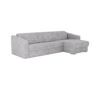 Canapé d'angle réversible convertible express en tissu texturé gris clair - Couchage 140 cm - Matelas 14 cm - DARIELO