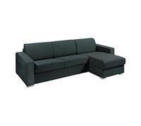 Canapé d'angle réversible convertible express en tissu texturé vert sapin - Couchage 140 cm - Matelas 14 cm - CALITO