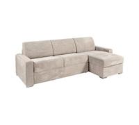 Canapé d'angle réversible convertible express en velours côtelé beige - Couchage 160 cm - Matelas 14 cm - CALITO