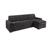 Canapé d'angle réversible convertible express en velours côtelé gris - Couchage 140 cm - Matelas 22 cm avec mémoire de forme - CALITO
