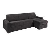 Canapé d'angle réversible convertible express en velours côtelé gris - Couchage 160 cm - Matelas 18 cm - CALITO
