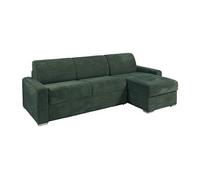 Canapé d'angle réversible convertible express en velours côtelé vert - Couchage lattes larges 140 cm - Matelas 22 cm avec mémoire de forme - CALITO
