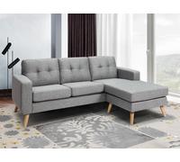 Canapé d'angle réversible en tissu gris chiné BARTOLOME