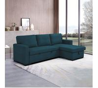 Canapé d'angle réversible et convertible en tissu bleu - COZY