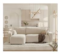 GREKPOL Canapé d'angle Convertible 145x248 - 3 Places Convertible - Espace de Rangement - Canapé Lit - Beige