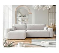 Canapé d'angle Réversible PIANO XL - 5 places - Canape Convertible avec Coffre - Tissu Velours Cotelé - Crème