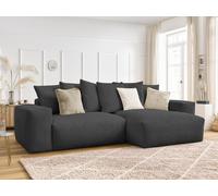 Canapé d'angle réversible VOLTAIRE velours côtelé gris foncé BOBOCHIC 4 places Gris foncé