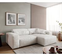 Canapé d'angle Sirpio 230x155 cm Bouclee Crème-blanc Recamiere variable