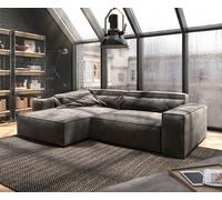 Canapé d'angle Sirpio XL 270x170 cm Microfibre Marron Kaki Recamiere variable avec Tabouret