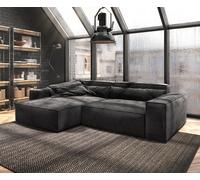 Canapé d'angle Sirpio XL 270x170 cm Microfibre Noir Recamiere variable
