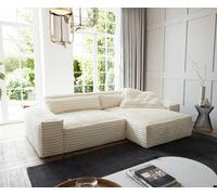 Canapé d'angle Sirpio XL 270x170 cm velours côtelé Beige Recamière variable