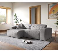 Canapé d'angle Sirpio XL 270x170 cm Velours côtelé Gris argenté Recamiere variable