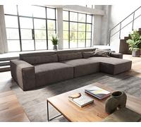 Canapé d'angle Sirpio XL 370x170 cm Microfibre Marron Kaki Recamiere variable