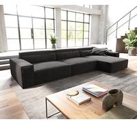 Canapé d'angle Sirpio XL 370x170 cm Microfibre Noir Recamiere variable