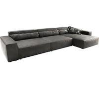 Canapé d'angle Sirpio XL Cuir synthétique Vintage Anthracite 370x170 cm | Recamiere variable