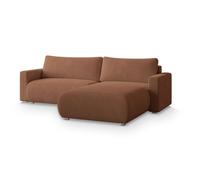 Canapé d'angle TURIN, Canape Convertible - Angle - 3 places - 265x183x83 cm - Tissu bouclette NOW OR NEVER 54 - Orange