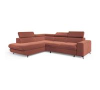 Canapé d'angle VELISS, Canape Convertible - Gauche - Angle - 4 places - 255x193x89 cm - Tissu velours CASTEL 55 - Rouge
