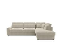 Canapé d'angle velours côtelé 5 places Beige Droit