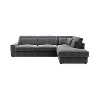 Canapé d'angle velours côtelé 5 places Gris anthracite Gauche