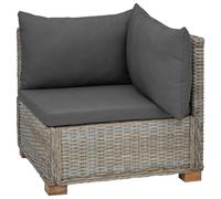 Canapé d'angle vidaXL avec coussins, modèle GENDT, en rotin Kubu naturel, couleur gris