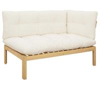 Canapé d'angle vidaXL, structure en bois d'acacia clair et assises et revêtements en bois d'acacia crème