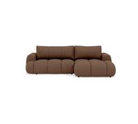 Canapé d'angle Yulin 4 places droit convertible avec coffre tissu bouclette Rouille
