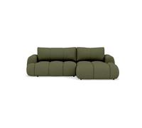 Canapé d'angle Yulin 4 places droit convertible avec coffre tissu bouclette Vert