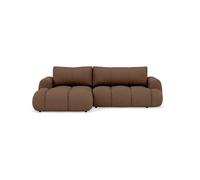 Canapé d'angle Yulin 4 places gauche convertible avec coffre tissu bouclette Rouille