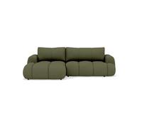 Canapé d'angle Yulin 4 places gauche convertible avec coffre tissu bouclette Vert