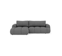 Canapé d'angle Yulin gauche 4 places convertible avec coffre tissu bouclette gris