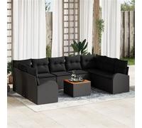 Ensemble de canapés de jardin vidaXL avec rangement, 10 pièces, en rotin synthétique noir